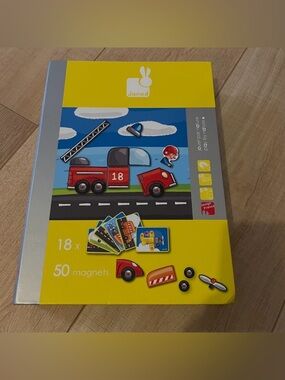 Janod Red Fire Truck Magnetic Play Set for Kids